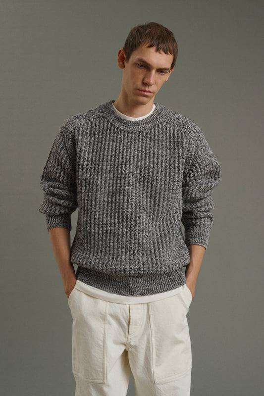 Pullover Osma - Ecru/Charcoal - Wool - Men