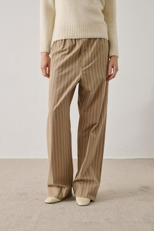 Pantalon Harlan - Beige Vert - Coton - Femme