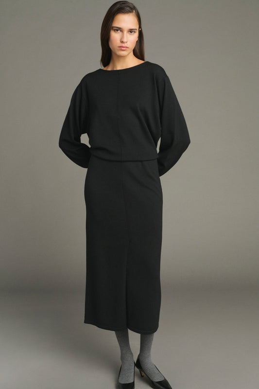 Kathleen dress - Black - Merino Wool - Women