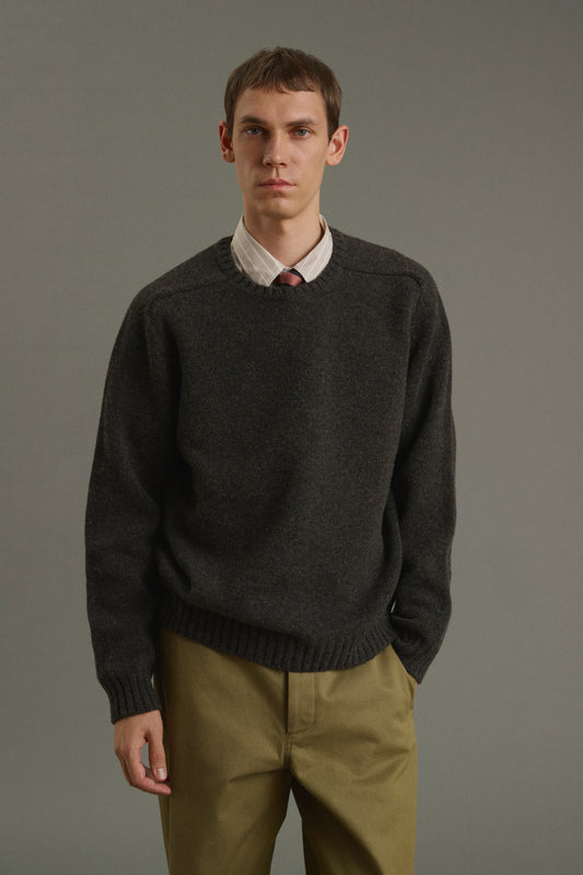 Isamu pullover - Dark Brown - Wool - Men