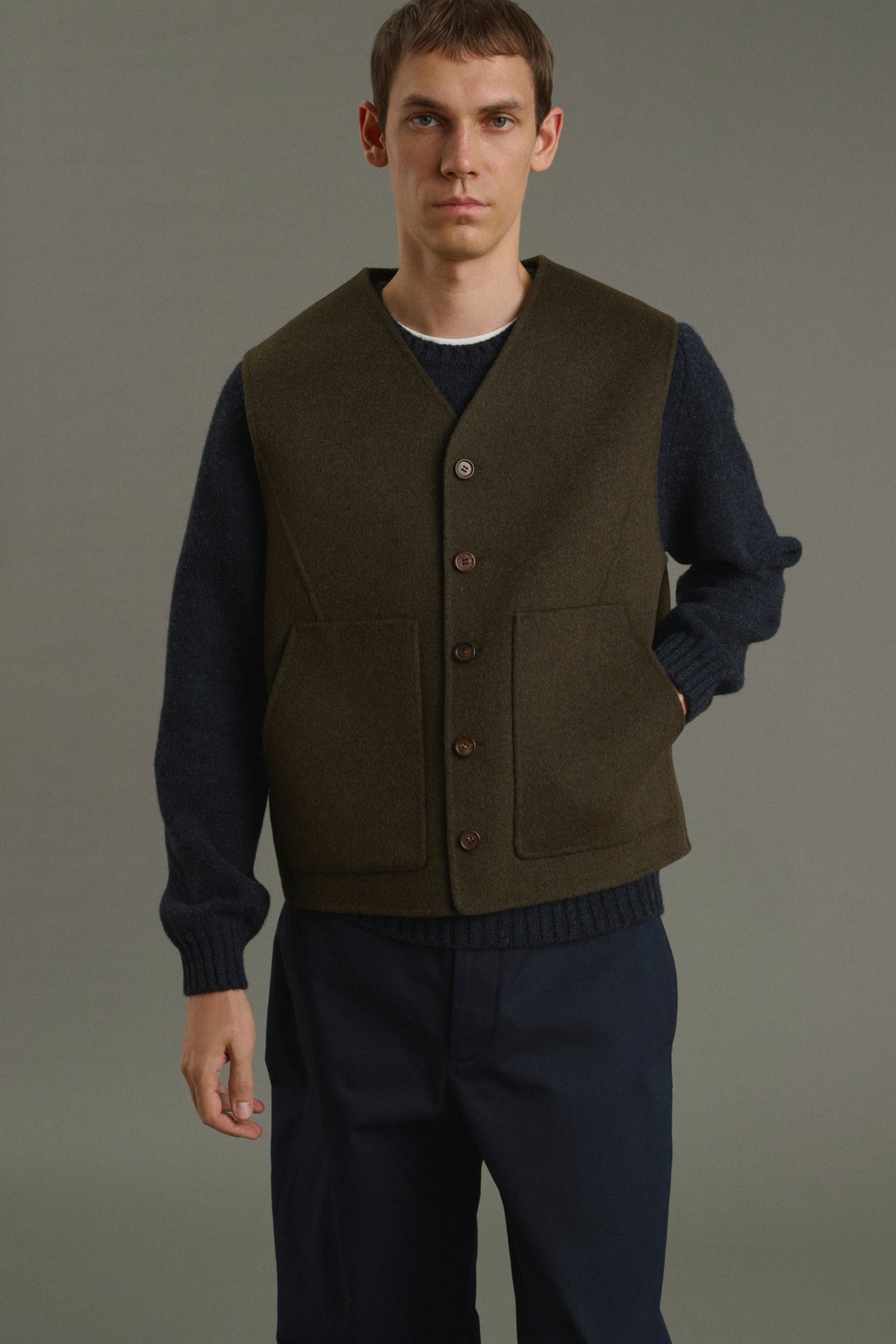 Jacket Romain - Heathered Khaki - Double-Faced - Men vue 5
