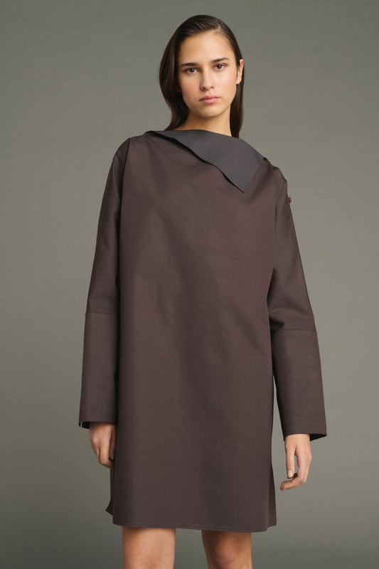Liris dress - Fig/Dark Brown - Cotton - Women