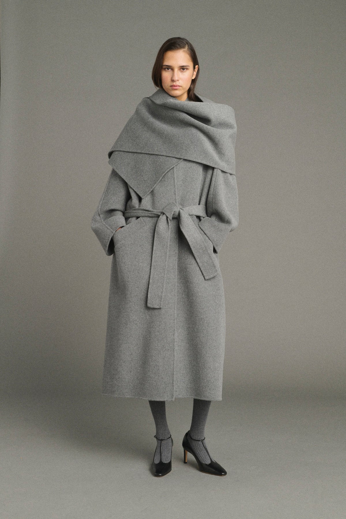 Lisette cape - Light Grey - Wool - Women vue 5