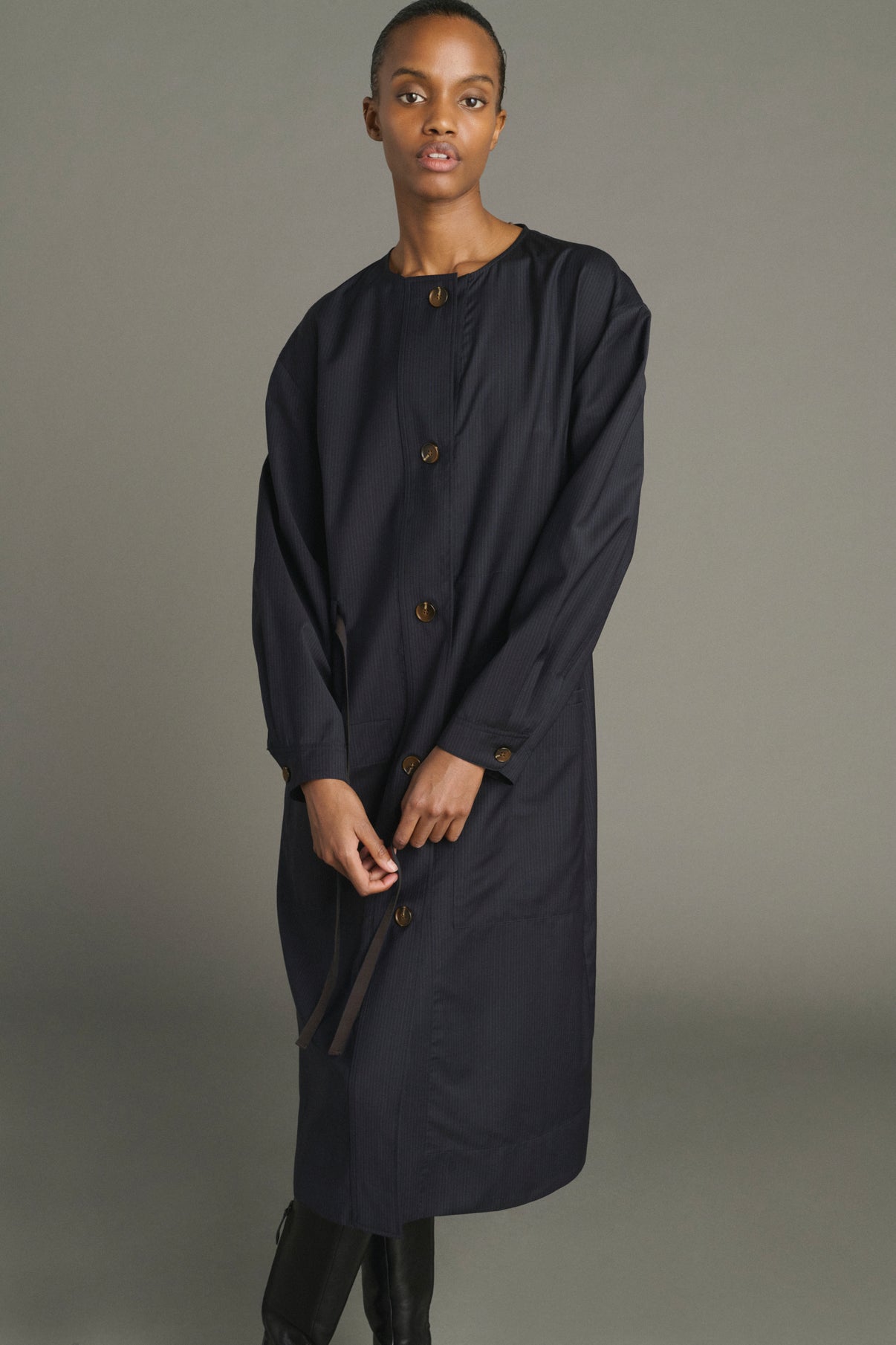 Helie Dress - Blue/Navy - Wool - Women vue 4
