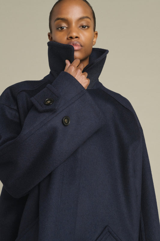 Kasper Coat - Dark Navy - Wool - Women