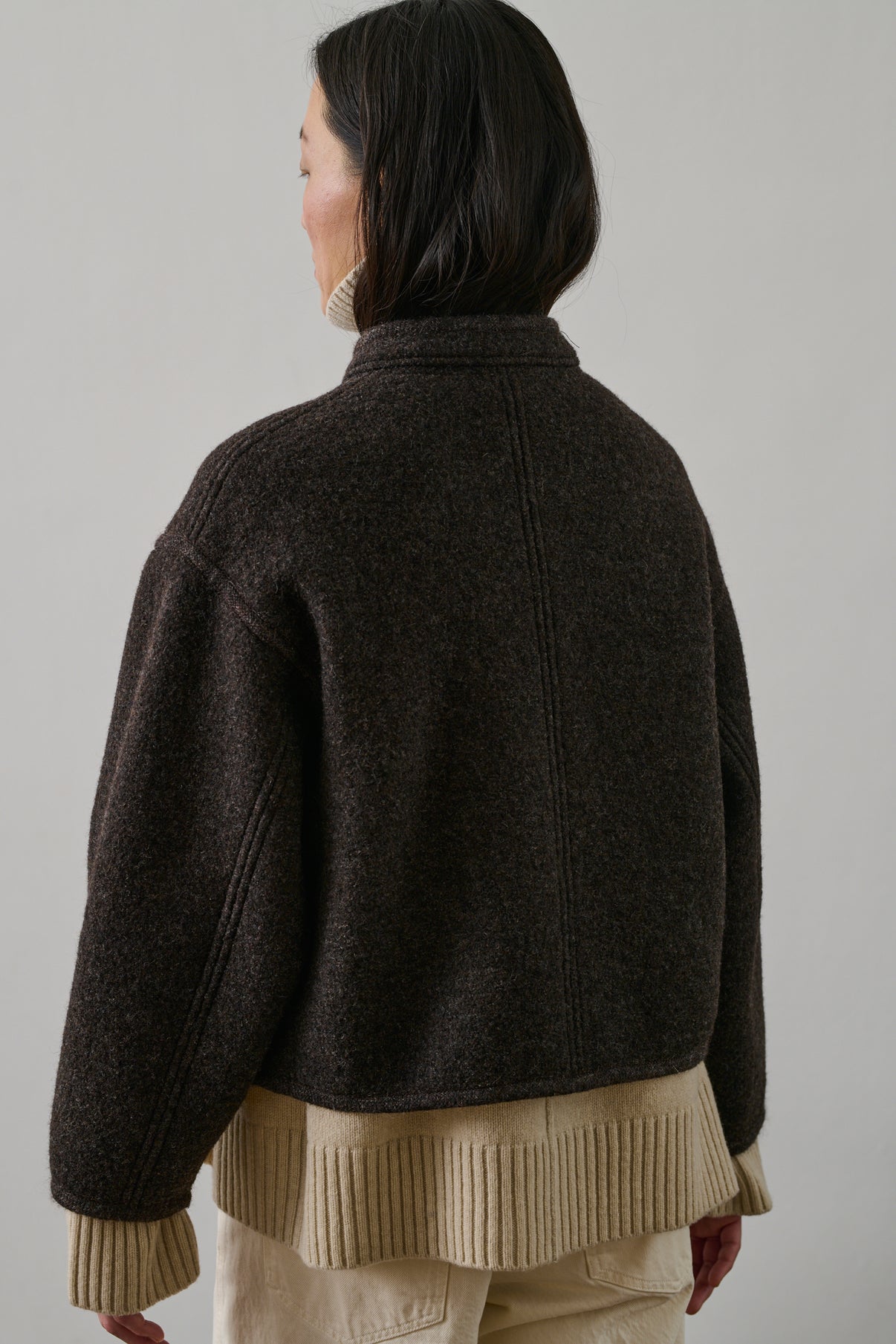 Veste Olympe - Marron Chiné - Laine - Femme vue 4