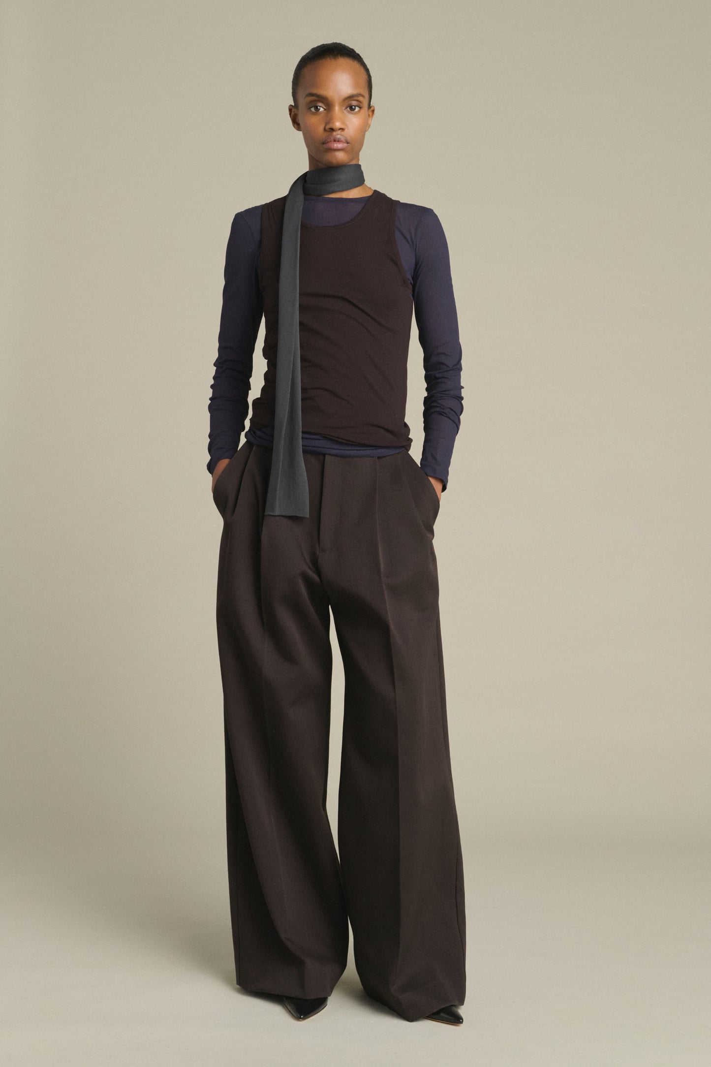 Kola Scarf - Anthracite Grey Cotton Jersey - Soeur
