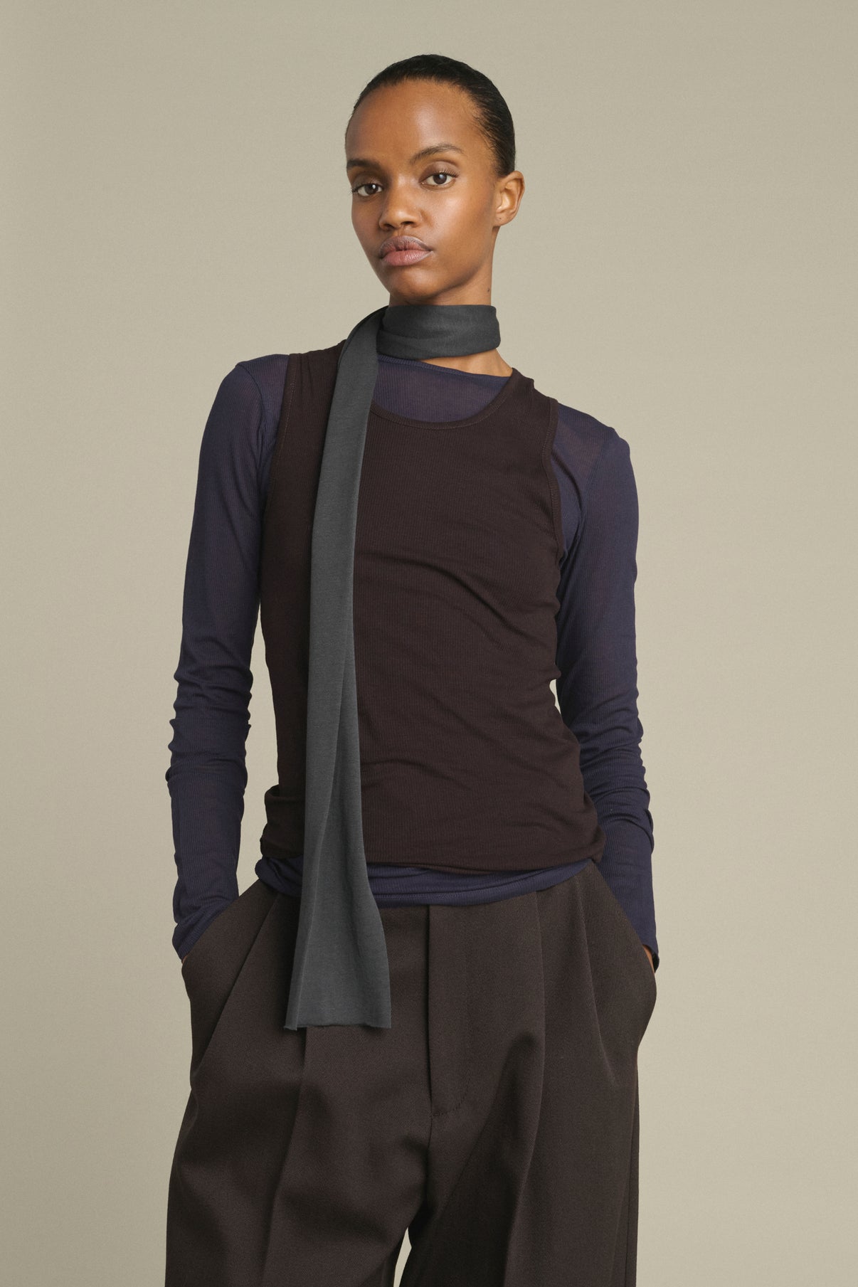 Kola Scarf - Anthracite Grey Cotton Jersey - Soeur vue 2