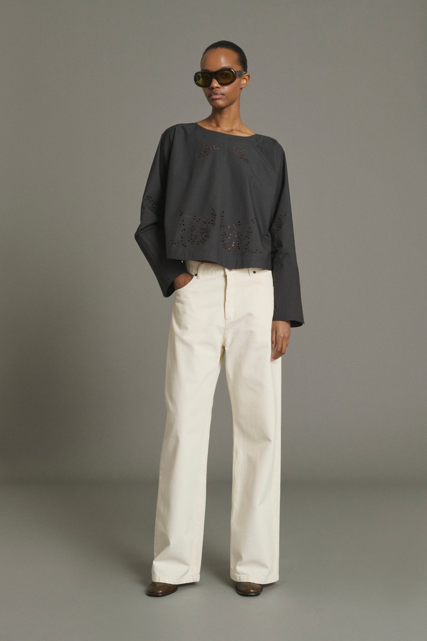 Jeans Calvin - Écru Straight Denim Women's - Soeur