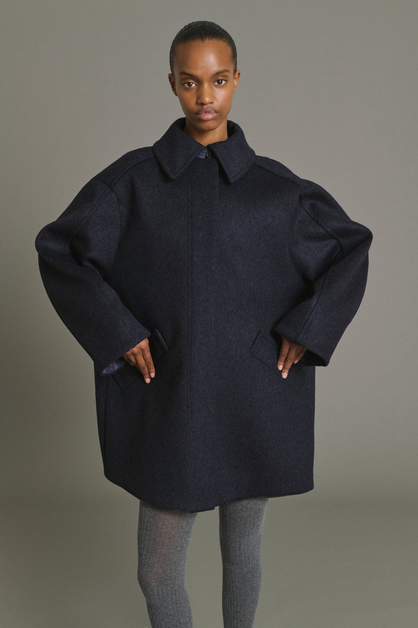 Kasper Coat - Dark Navy - Wool - Women