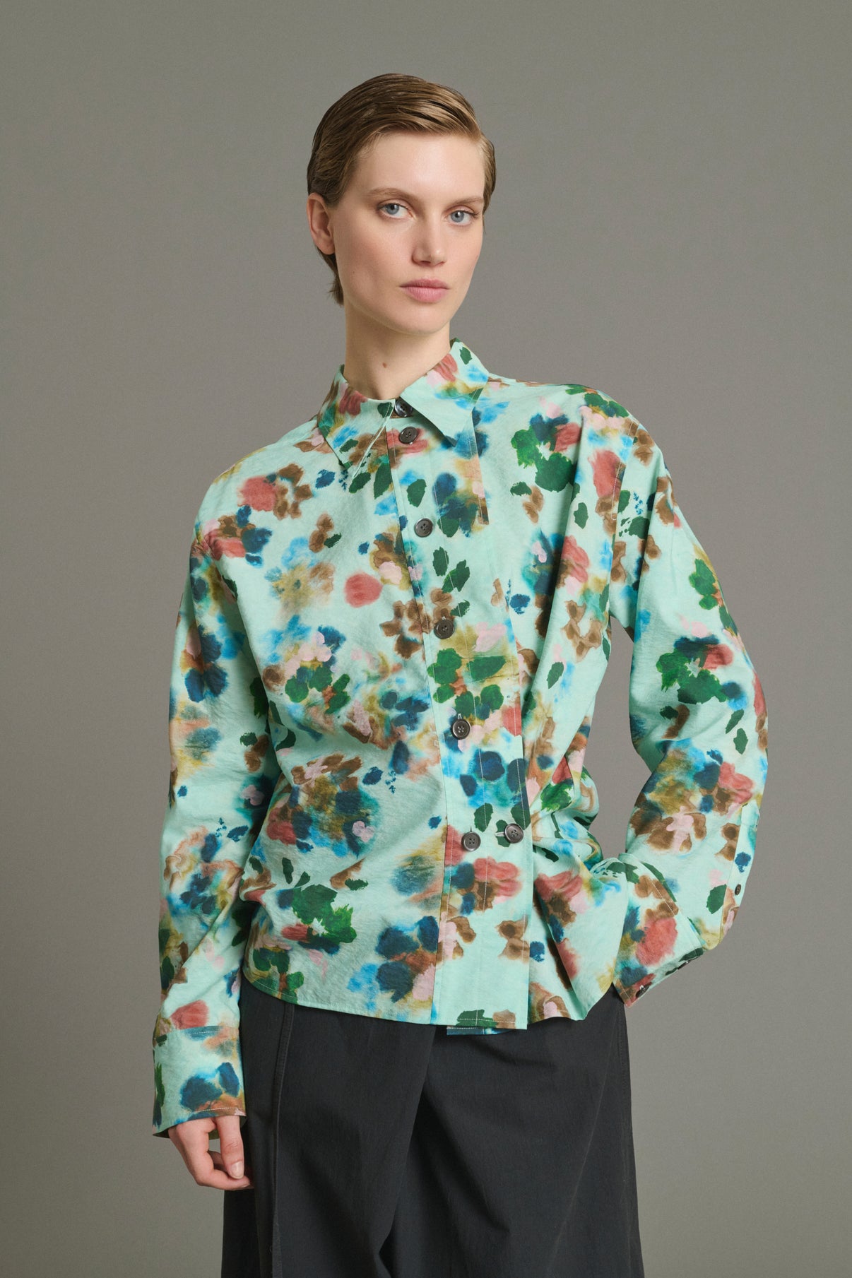 Lepic shirt - Turquoise - Silk - Women vue 1