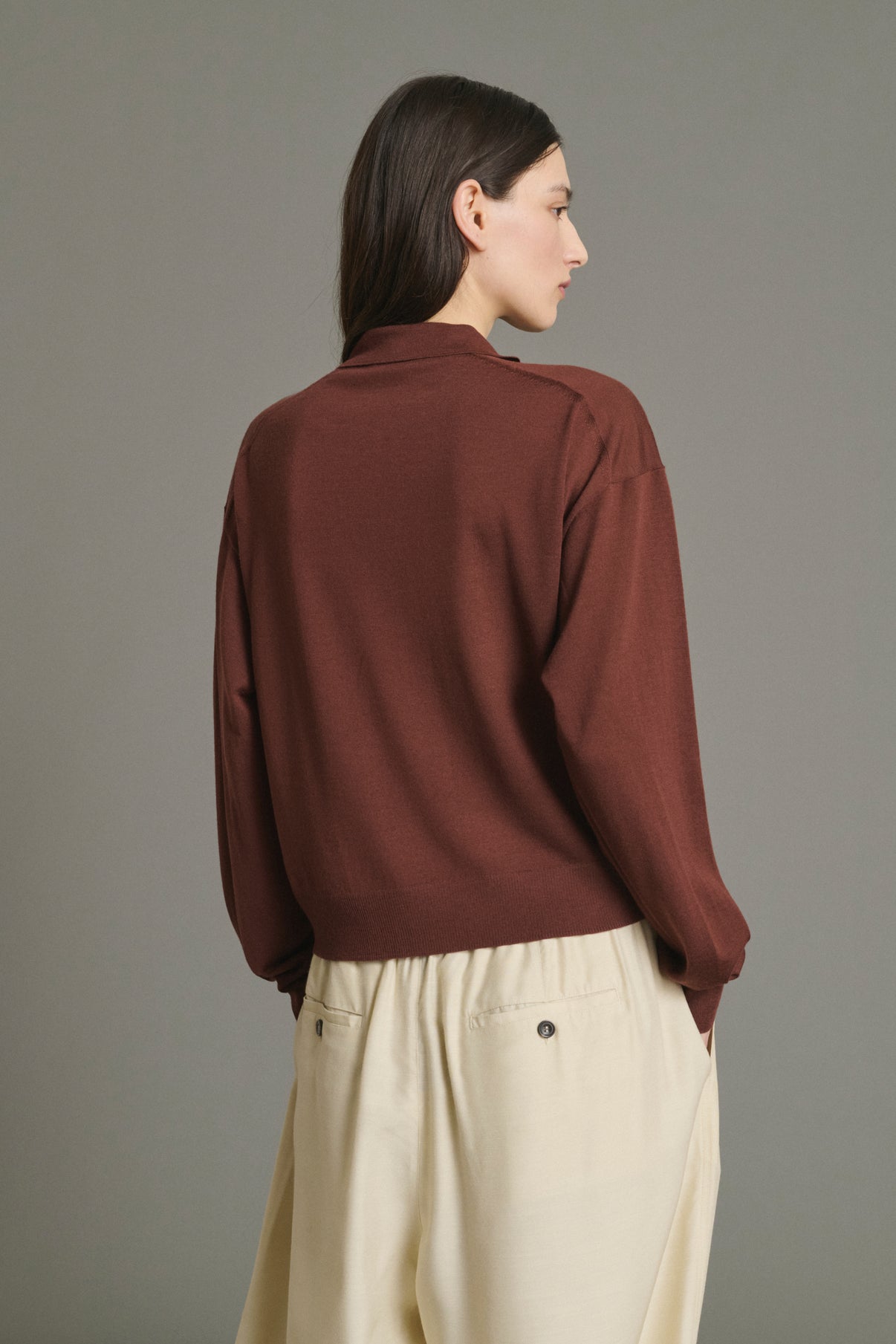 Fleming pullover - Mahogany - Merino Wool - Women vue 4
