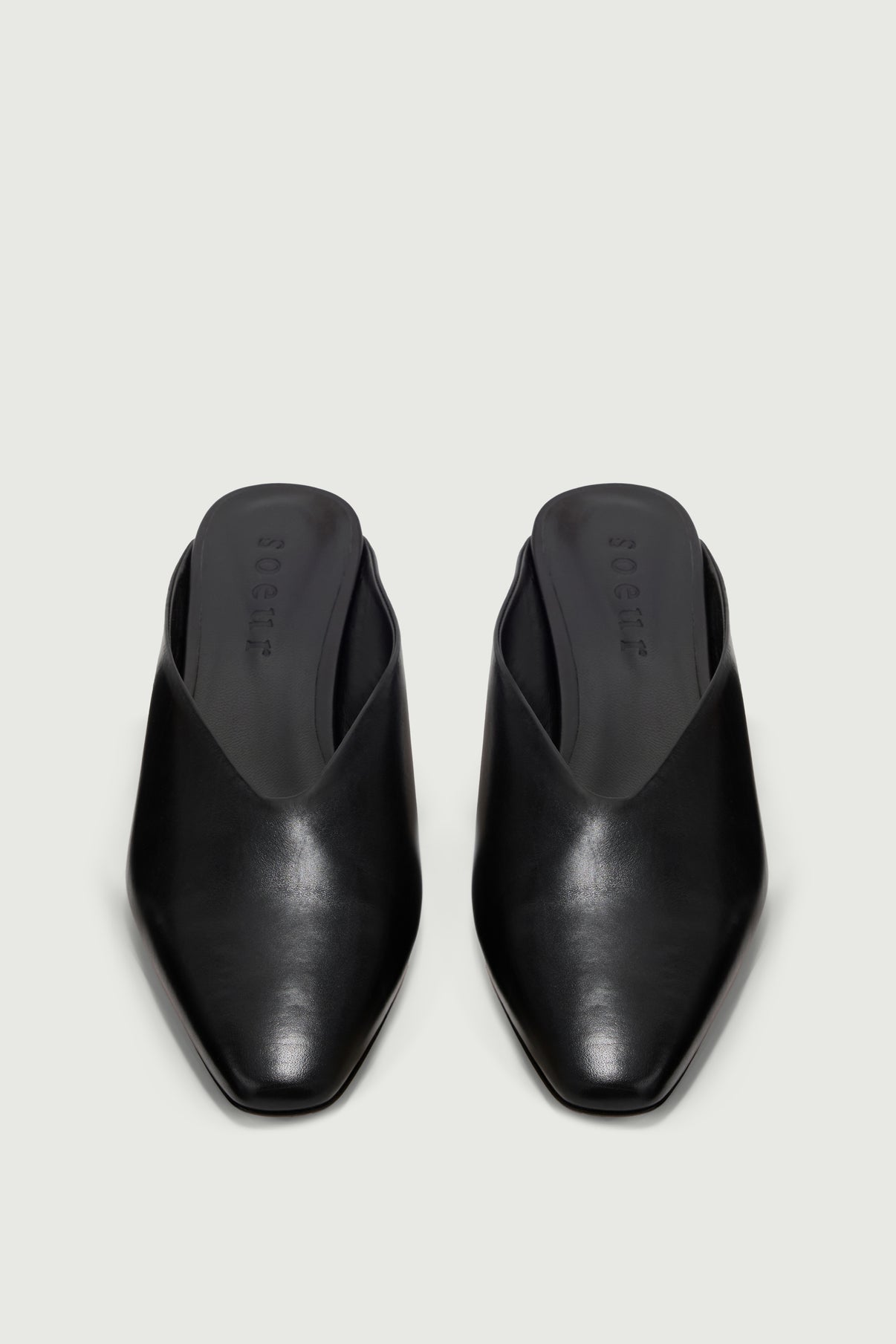 Amalie mules - Black Leather with Heel - Soeur vue 5