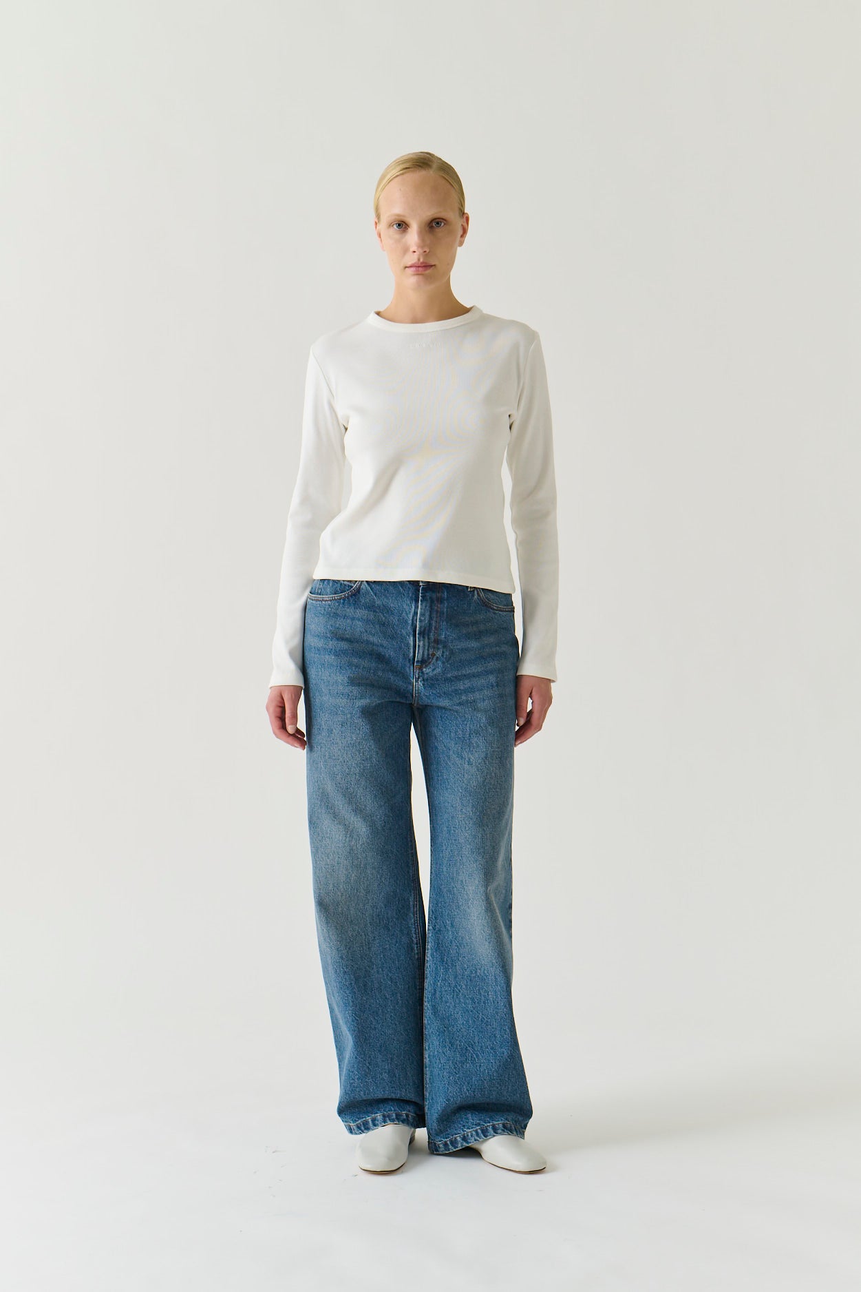 T-Shirt Flavie - White Organic Cotton Long Sleeves - Soeur