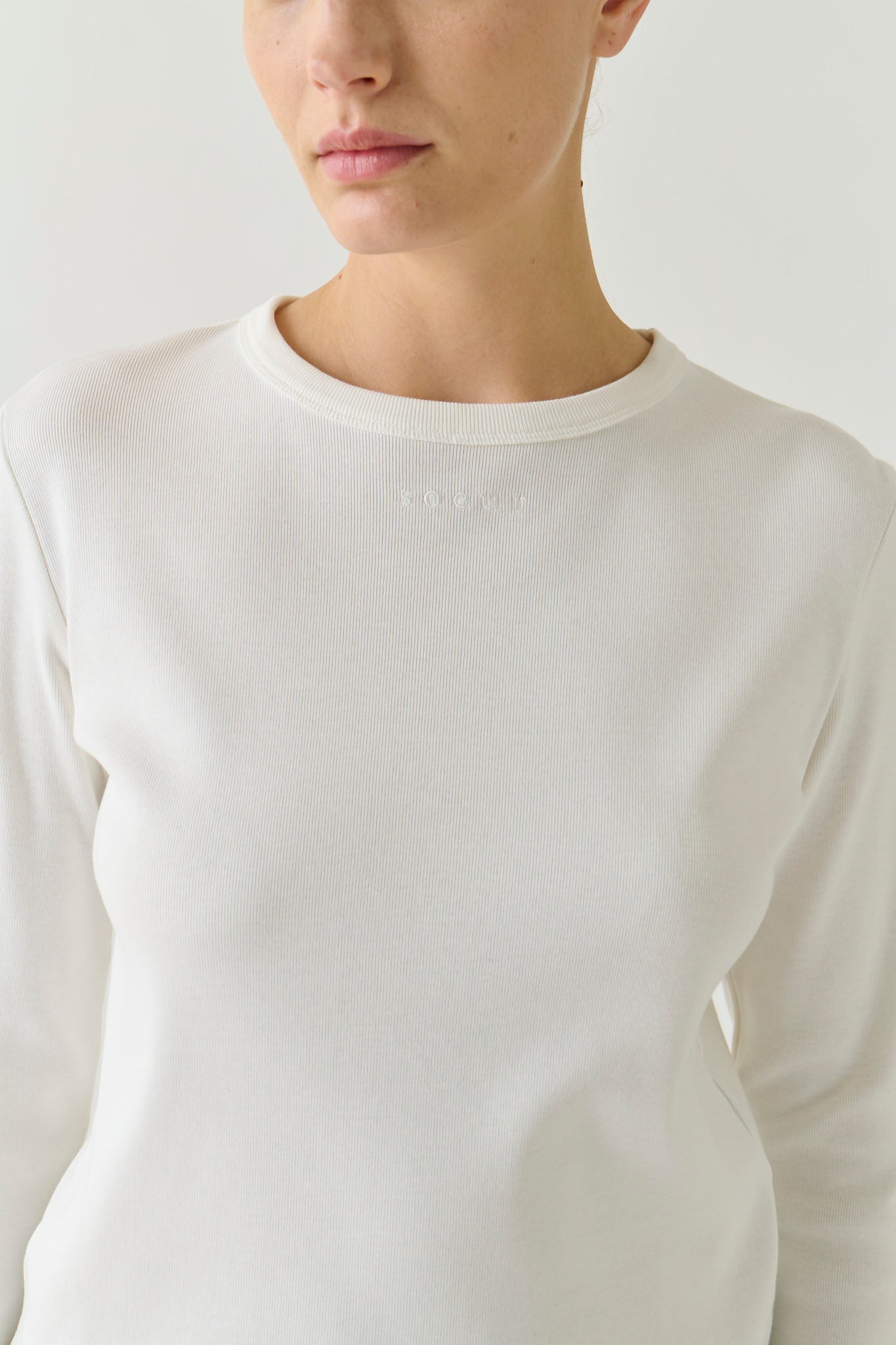 T-Shirt Flavie - White Organic Cotton Long Sleeves - Soeur