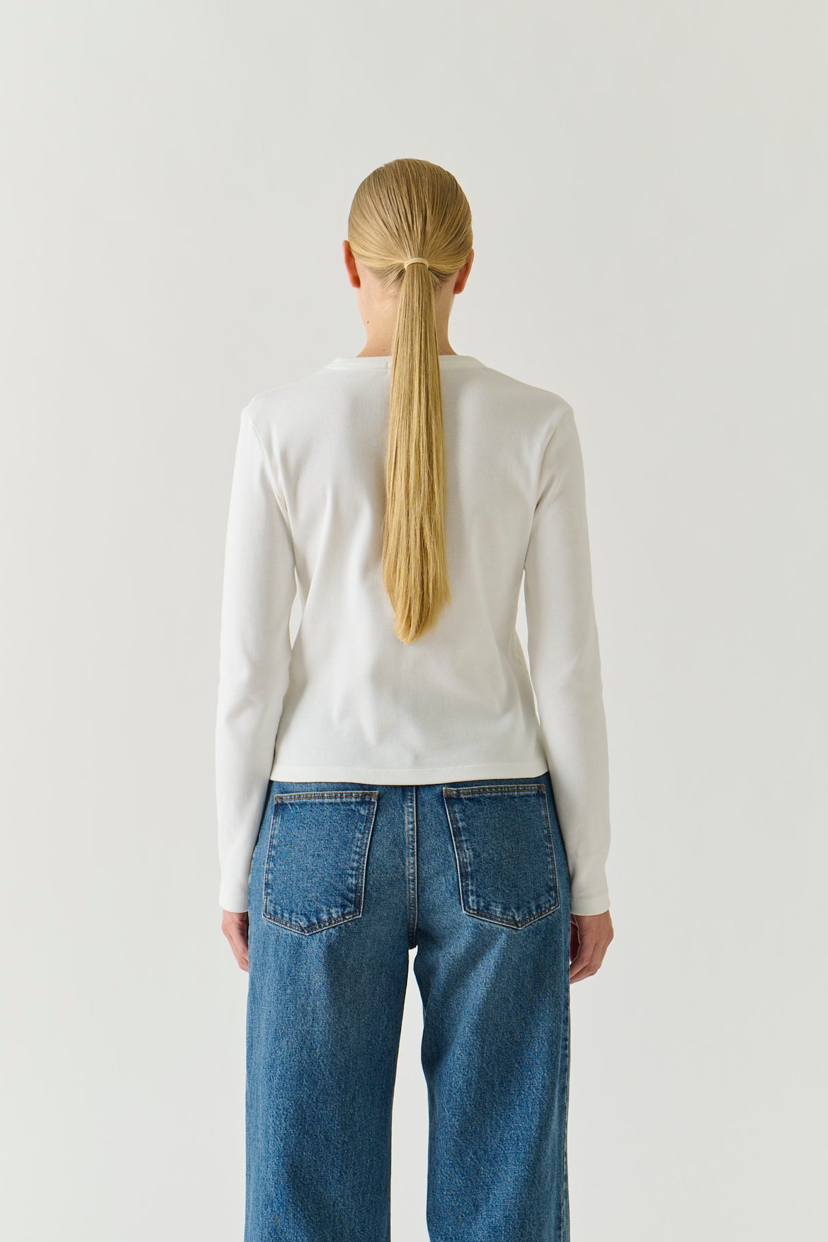 Flavie T-Shirt - White Organic Cotton Long Sleeves - Soeur vue 3