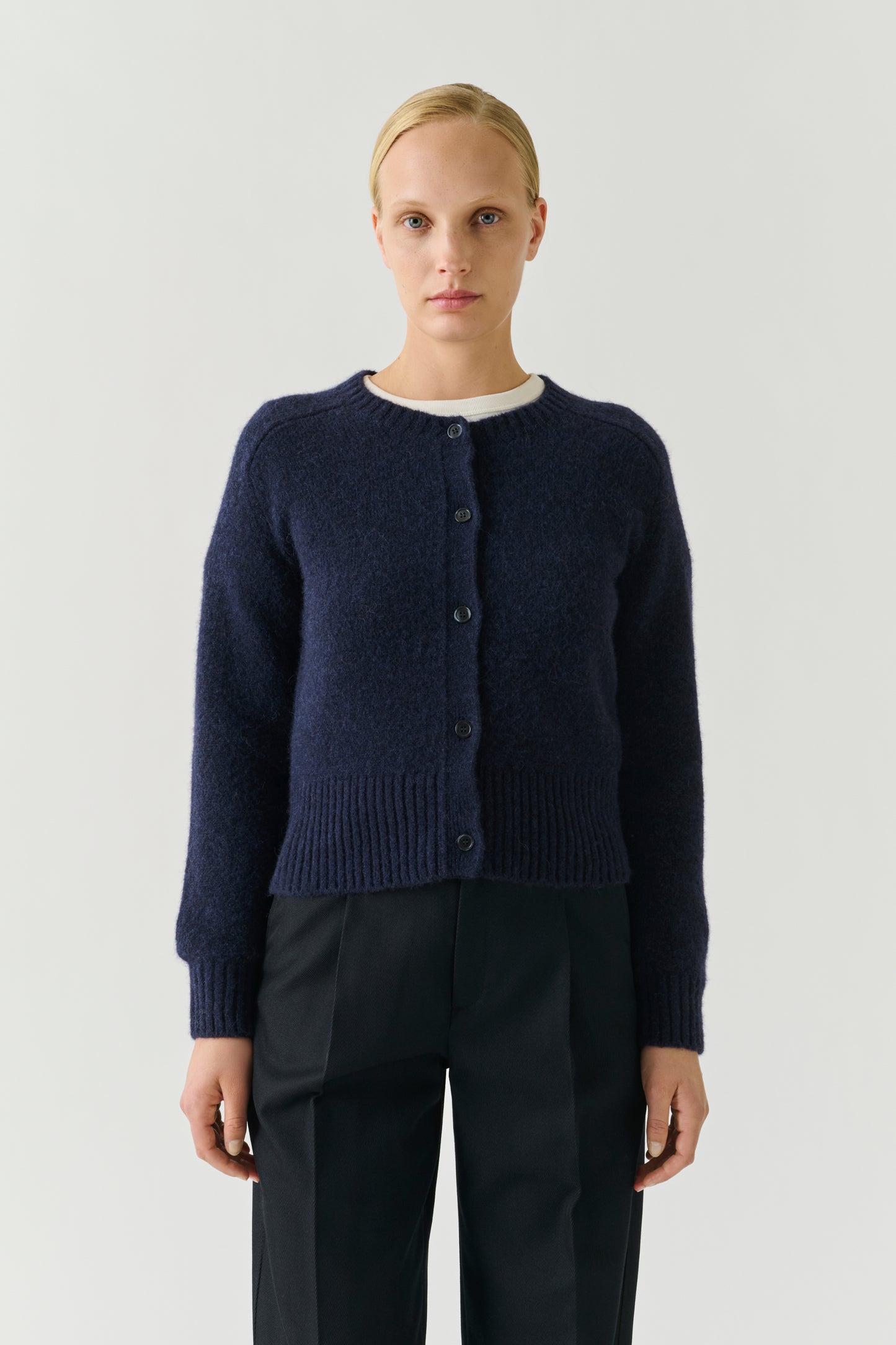 Cardigan Lyne - Navy - Wool - Women