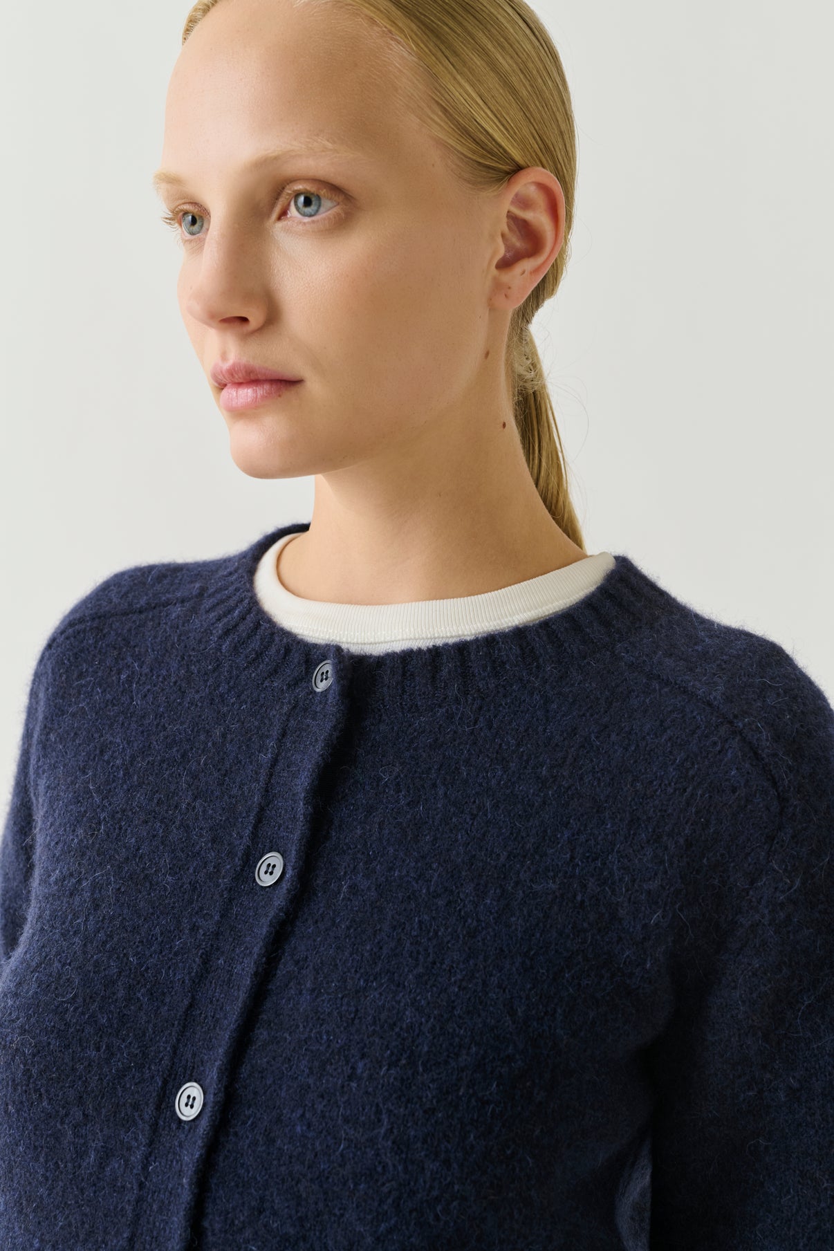 Cardigan Lyne - Navy - Wool - Women vue 3