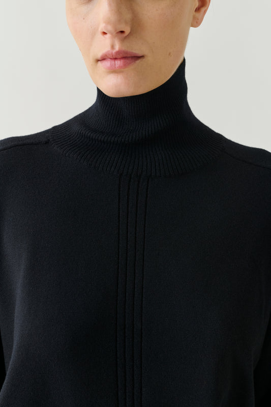 Nord pullover - Black Merino Wool Oversized Roll Collar - Soeur