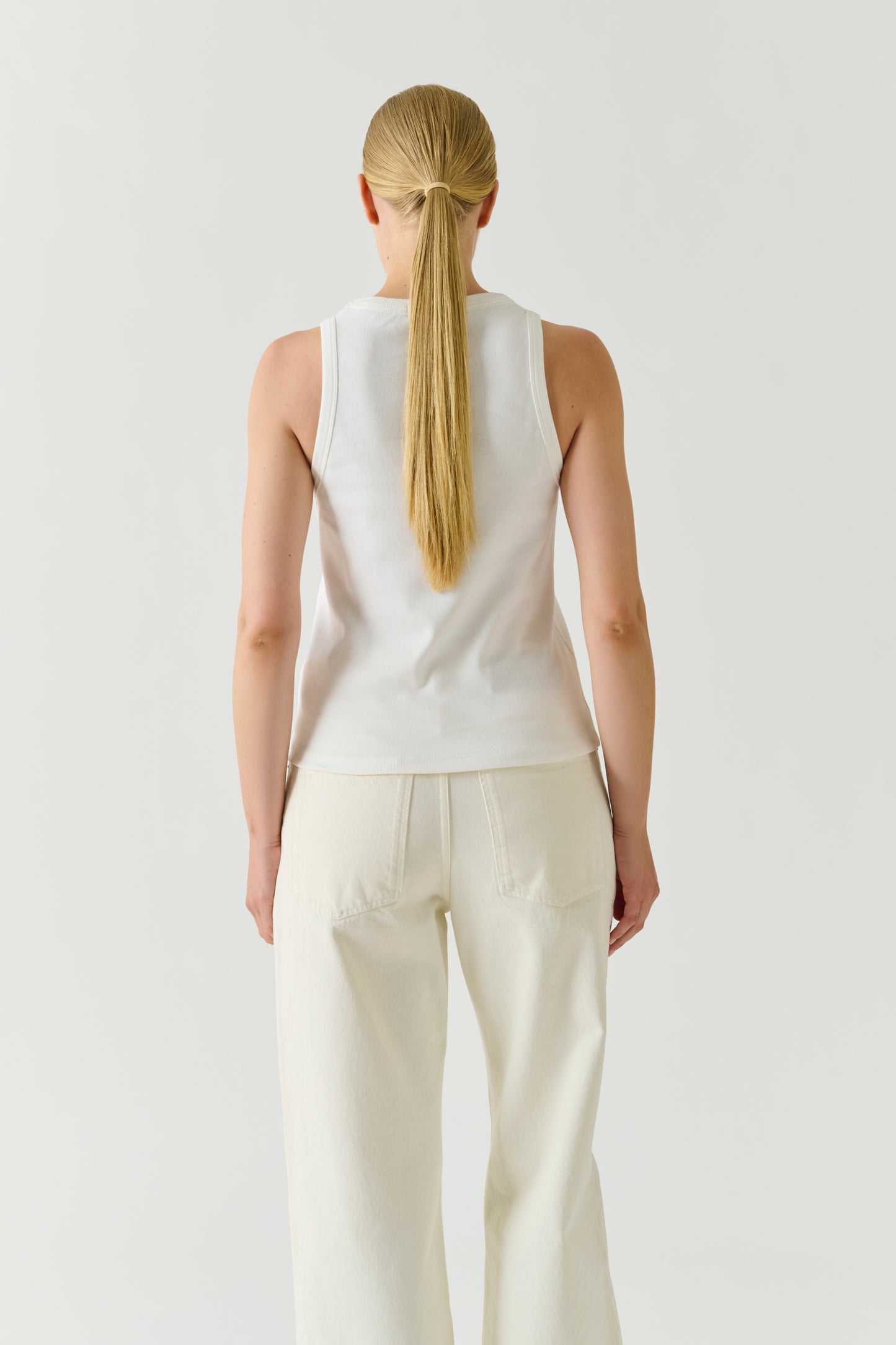 Dolly Vest Top - White Fine Ribbed Organic Cotton Women - Soeur