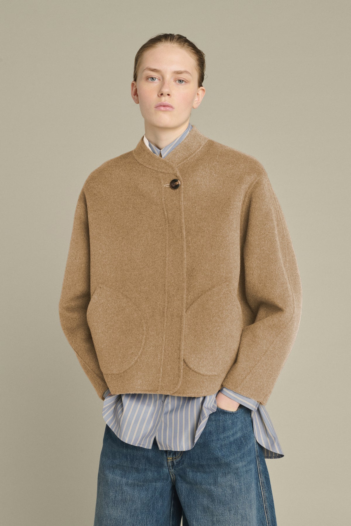 Windsor coat - Mottled camel - Wool - Women vue 1