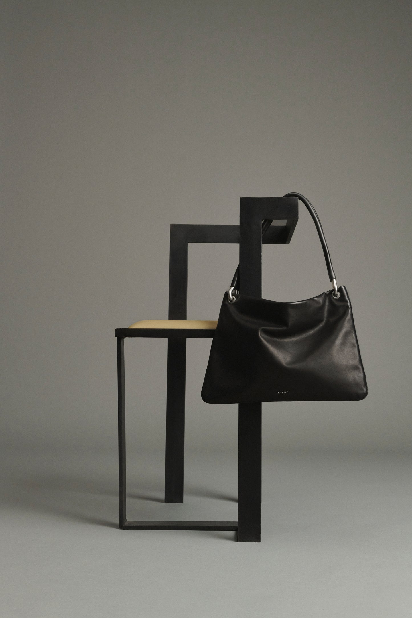 Gia Mini Tote Bag - Smooth Black Leather with Eyelets - Soeur